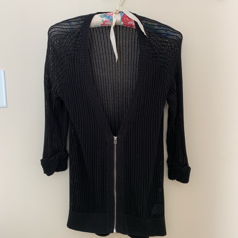UO Silence and Noise open knit zip up cardigan